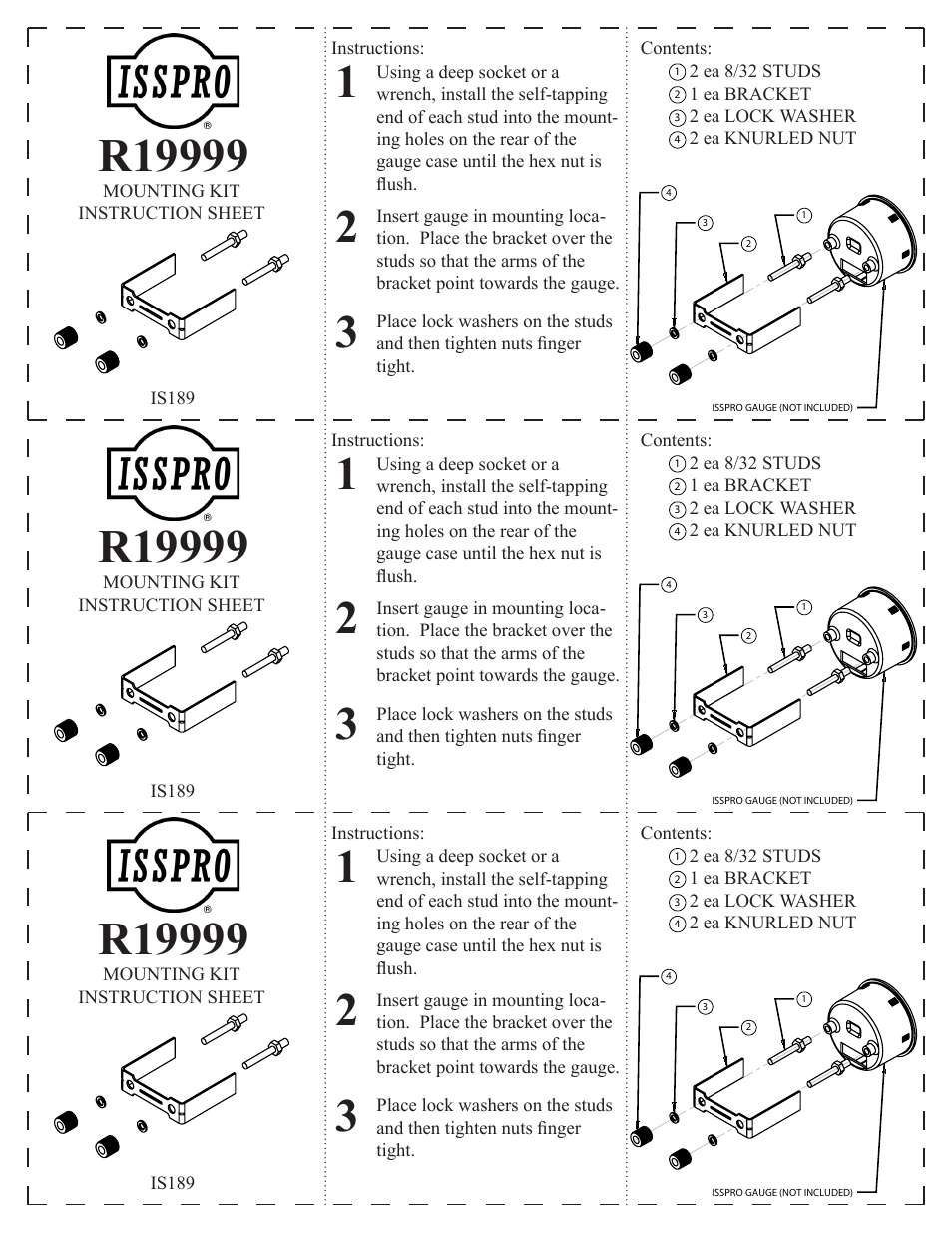 ISSPRO R19999 User Manual | 1 page