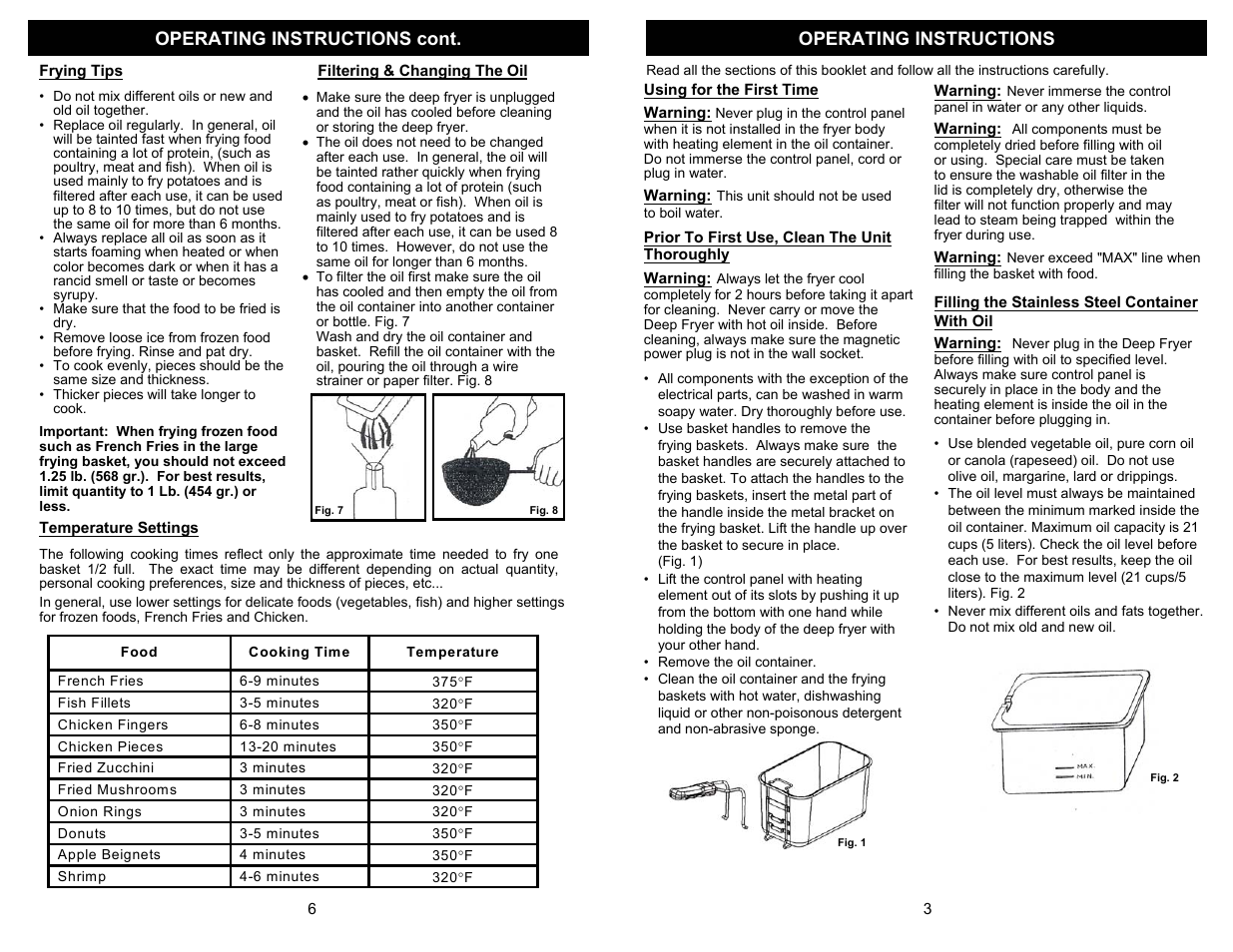 Operating instructions operating instructions cont | Bravetti K4320H User Manual | Page 5 / 6