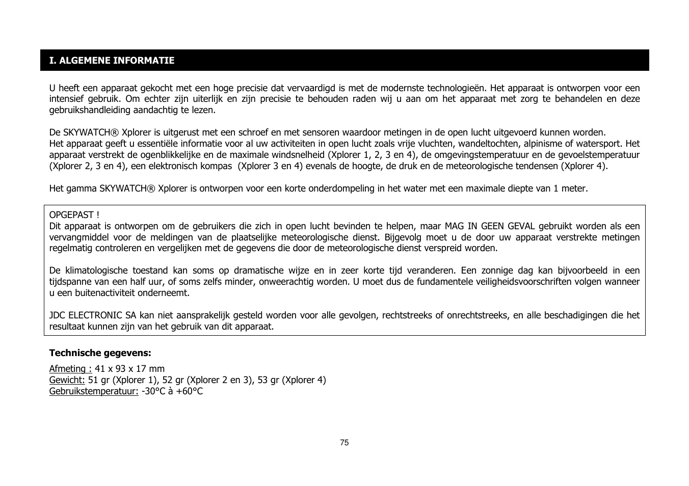 JDC Electronic SA Skywatch Xplorer User Manual | Page 75 / 100