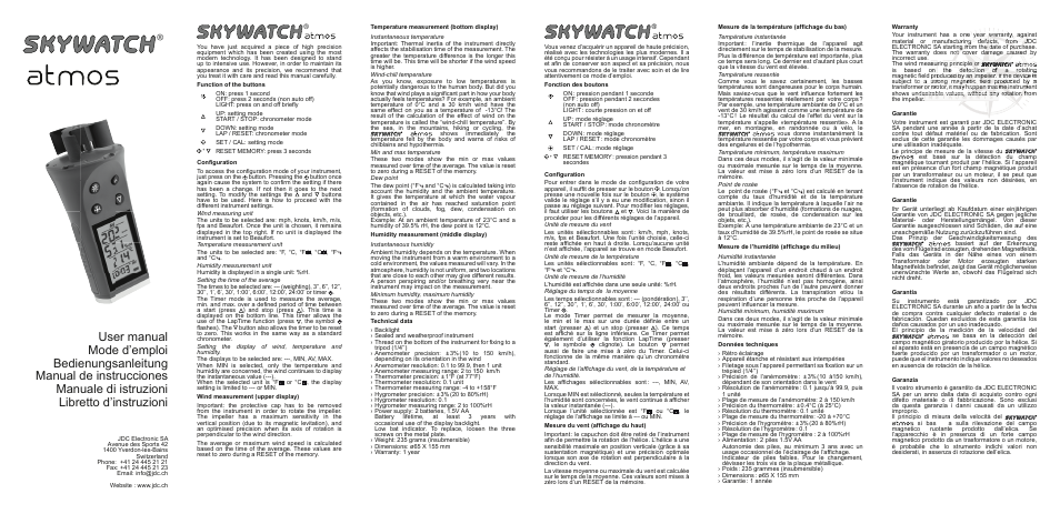 JDC Electronic SA Skywatch Atmos User Manual | 2 pages
