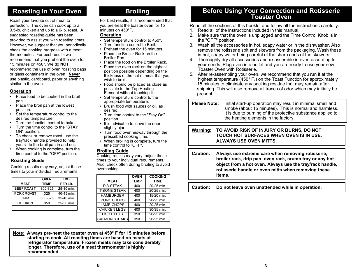 Broiling, Roasting in your oven | Bravetti K4245H User Manual | Page 5 / 6