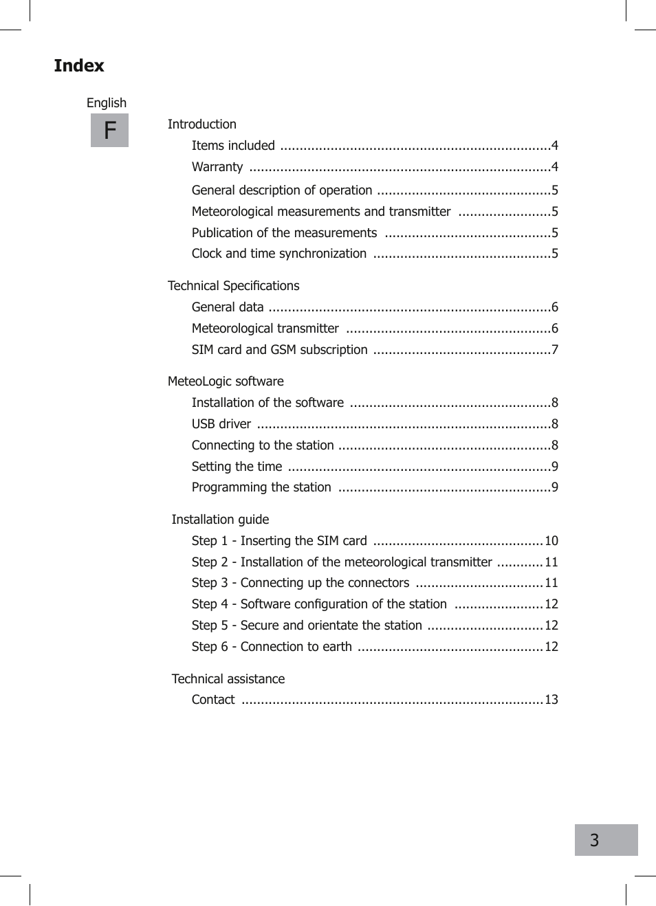 Index | JDC Electronic SA Skywatch N.E.W.S. User Manual | Page 3 / 13