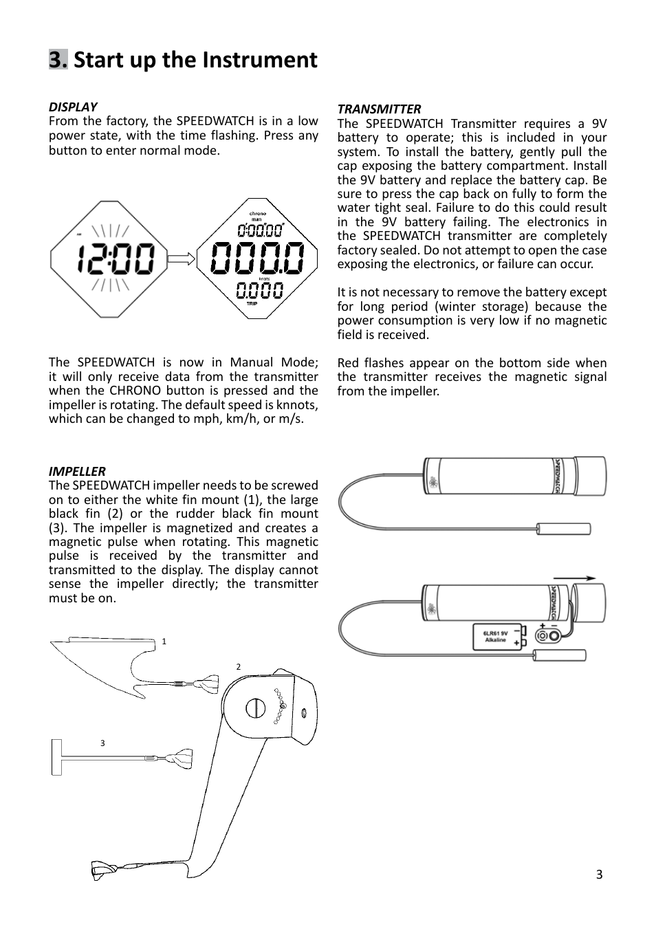 Start up the instrument | JDC Electronic SA Speedwatch User Manual | Page 3 / 8