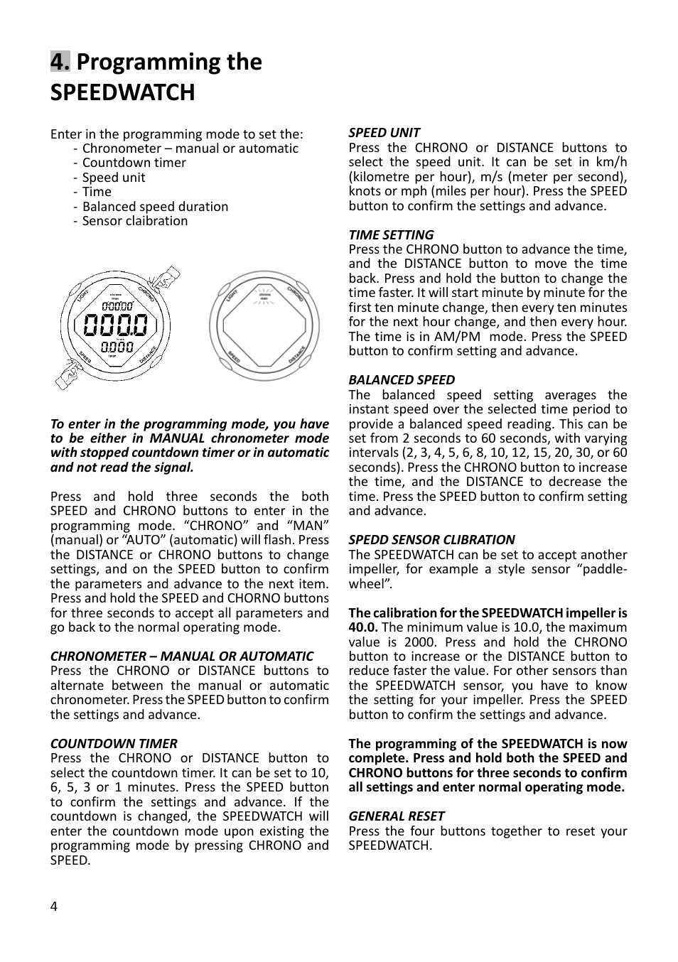 Programming the speedwatch | JDC Electronic SA Speedwatch User Manual | Page 4 / 8