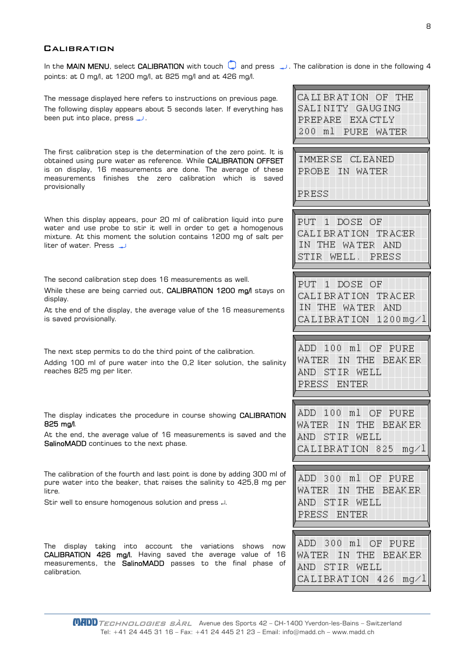 Calibration, Technologies sàrl, Madd | JDC Electronic SA SalinoMADD User Manual | Page 8 / 16