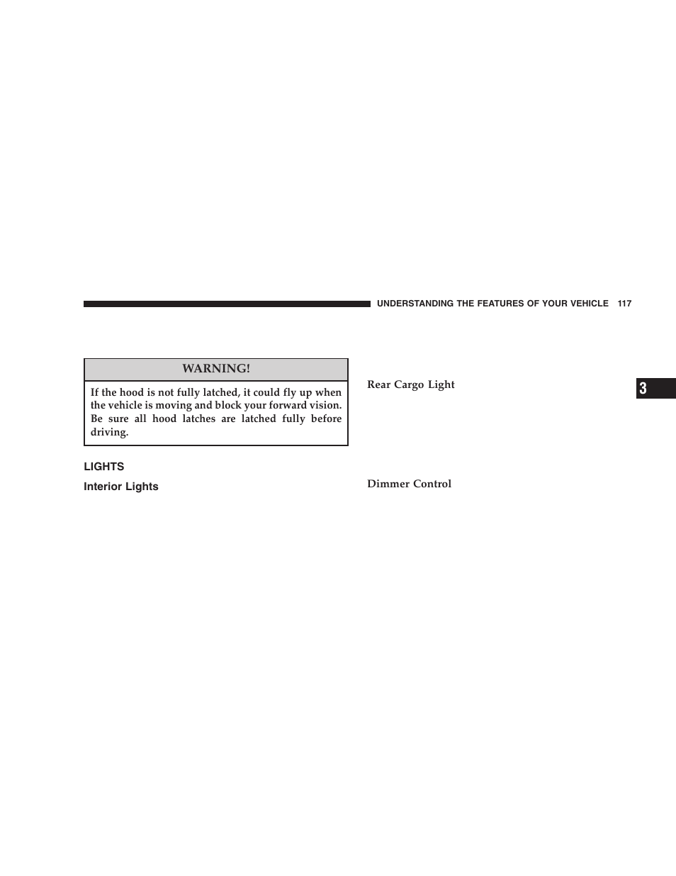 Lights, Interior lights | Jeep 2005 Liberty User Manual | Page 117 / 424