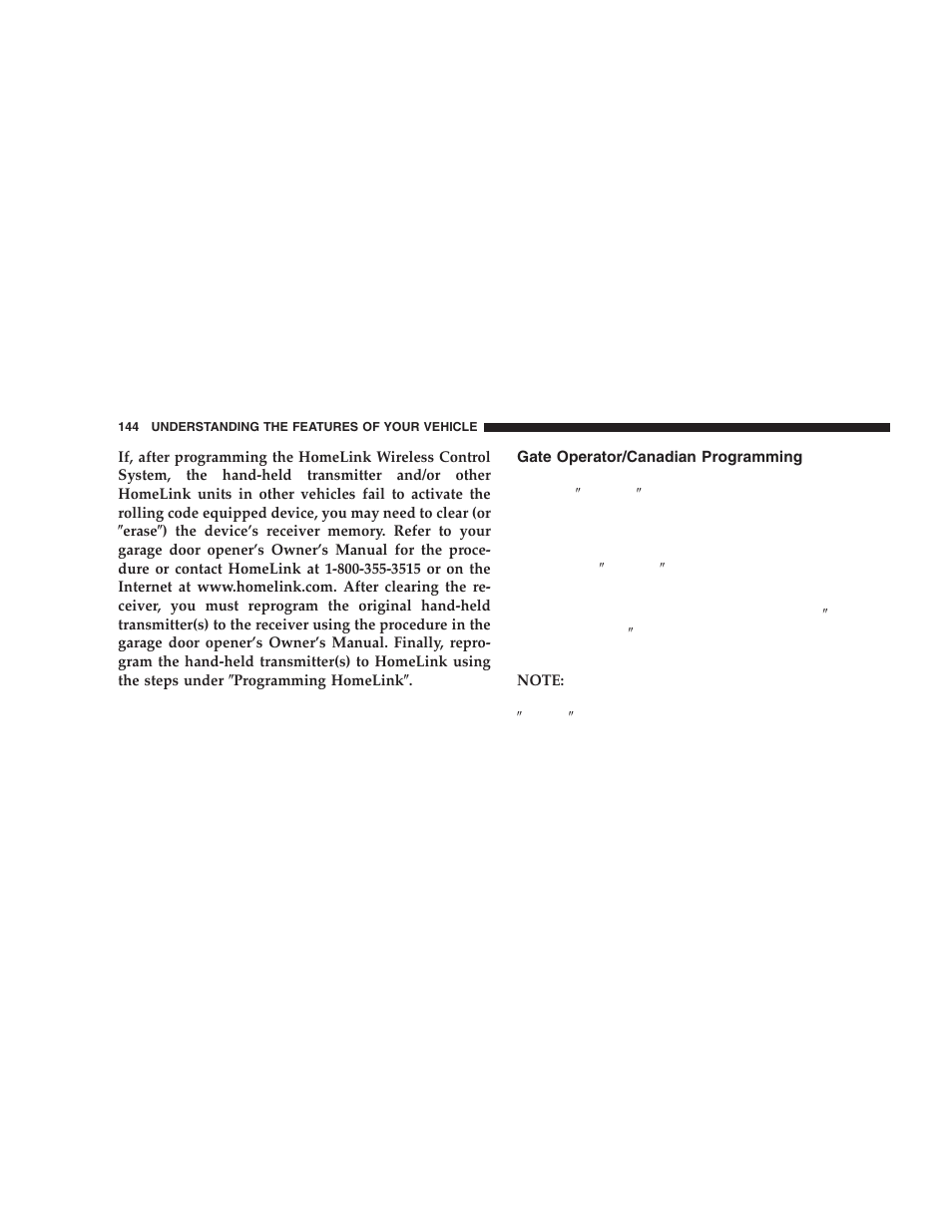 Gate operator/canadian programming | Jeep 2005 Liberty User Manual | Page 144 / 424