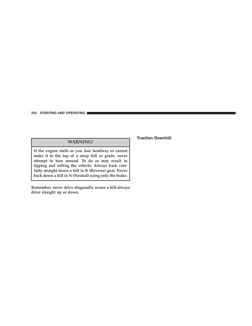 Traction downhill | Jeep 2005 Liberty User Manual | Page 252 / 424