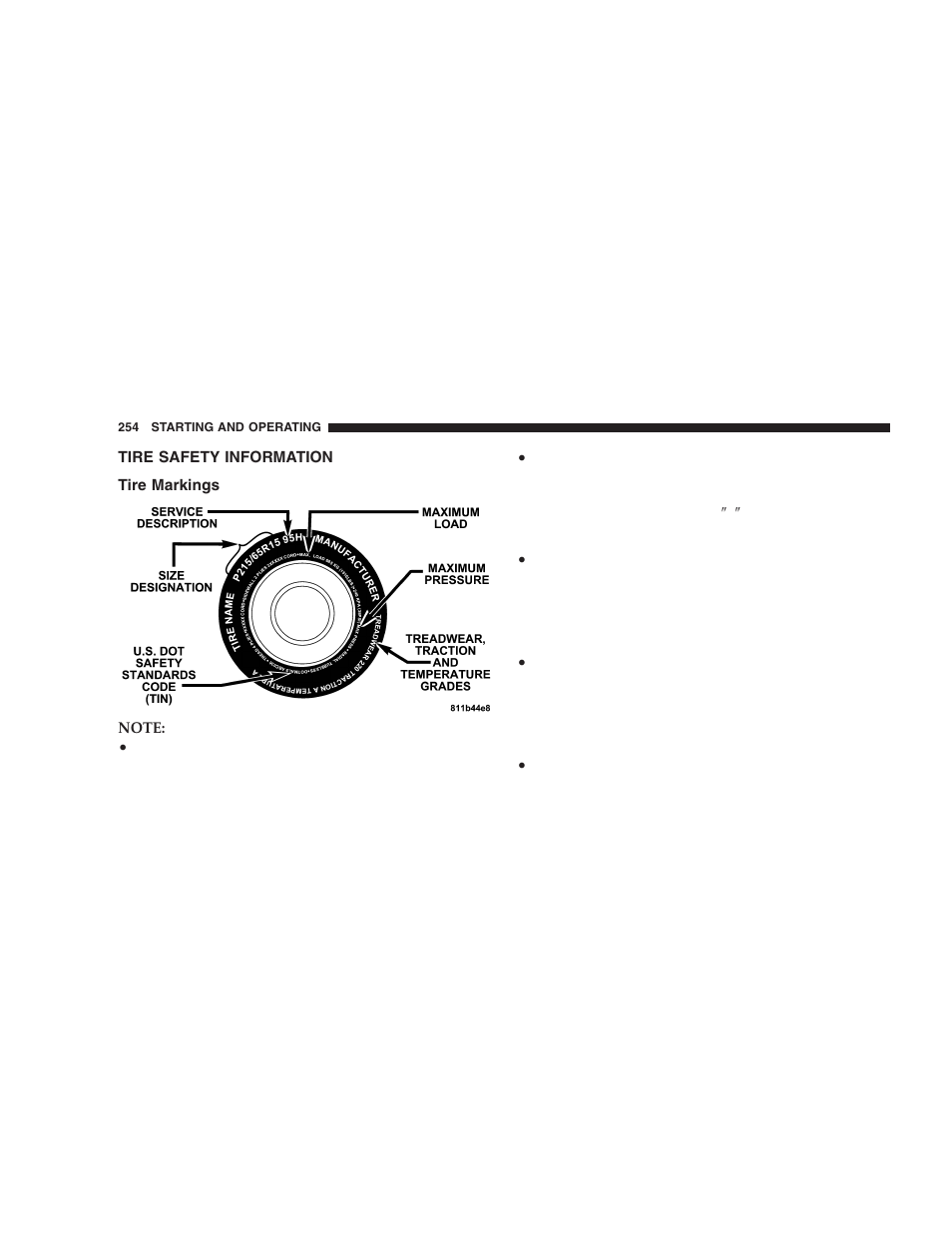 Tire safety information, Tire markings | Jeep 2005 Liberty User Manual | Page 254 / 424