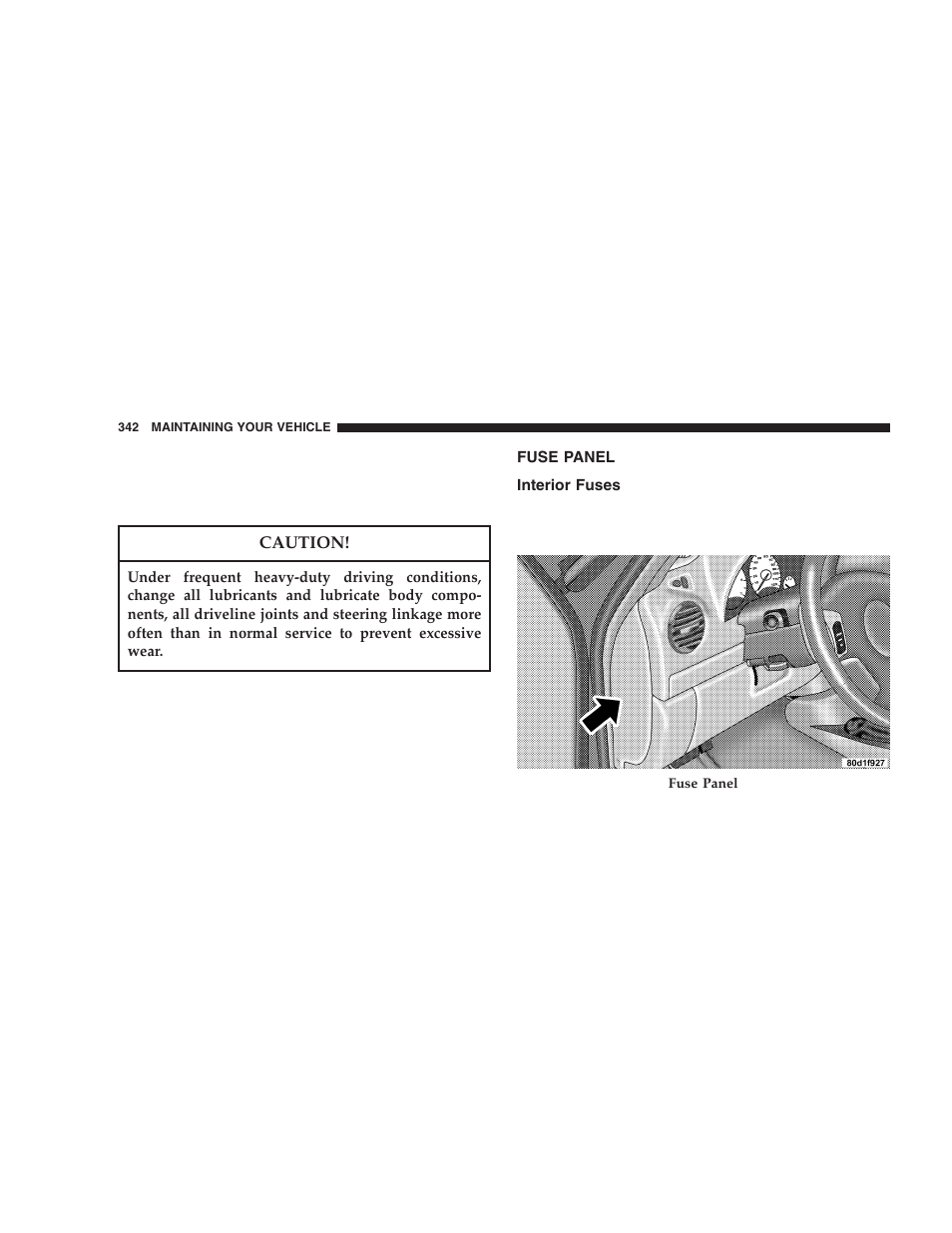 Fuse panel, Interior fuses | Jeep 2005 Liberty User Manual | Page 342 / 424