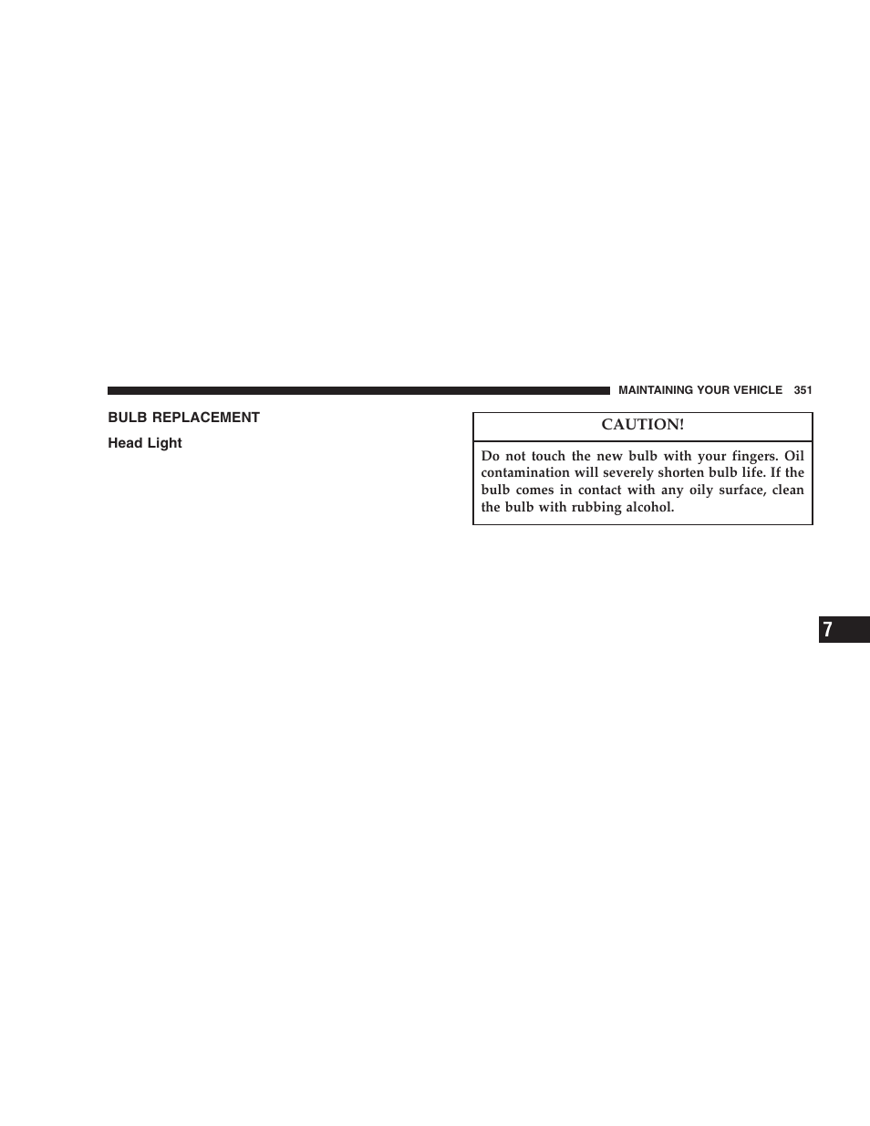Bulb replacement, Head light | Jeep 2005 Liberty User Manual | Page 351 / 424
