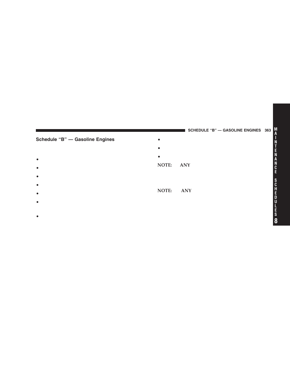 Schedule “b” — gasoline engines | Jeep 2005 Liberty User Manual | Page 363 / 424