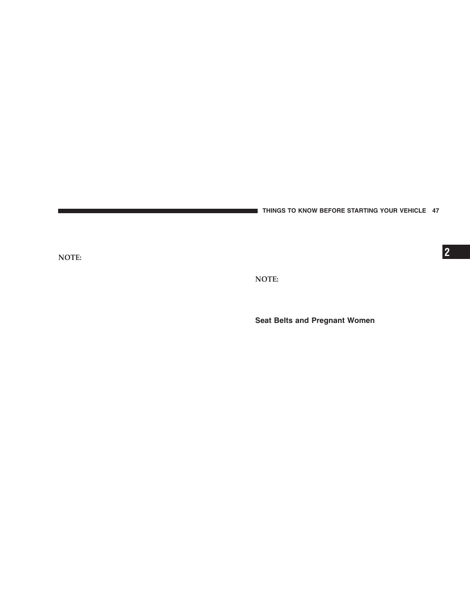 Seat belts and pregnant women | Jeep 2005 Liberty User Manual | Page 47 / 424