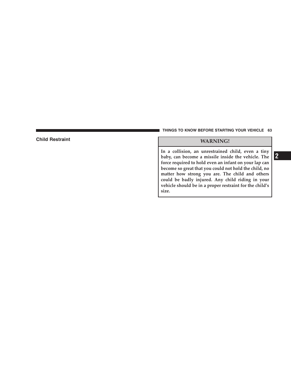 Child restraint | Jeep 2005 Liberty User Manual | Page 63 / 424