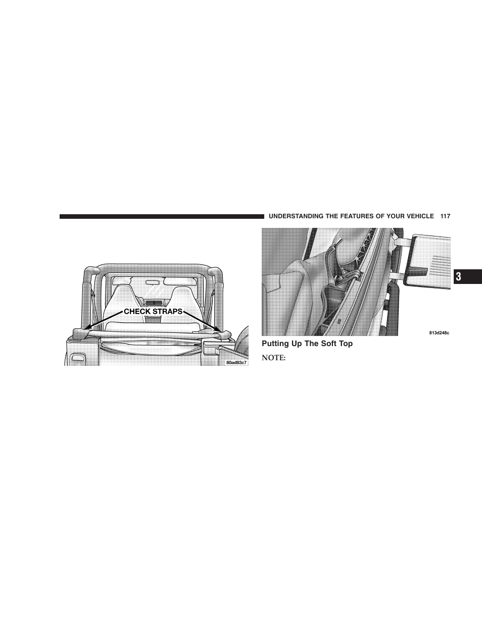 Putting up the soft top | Jeep 2005 Wrangler User Manual | Page 117 / 352