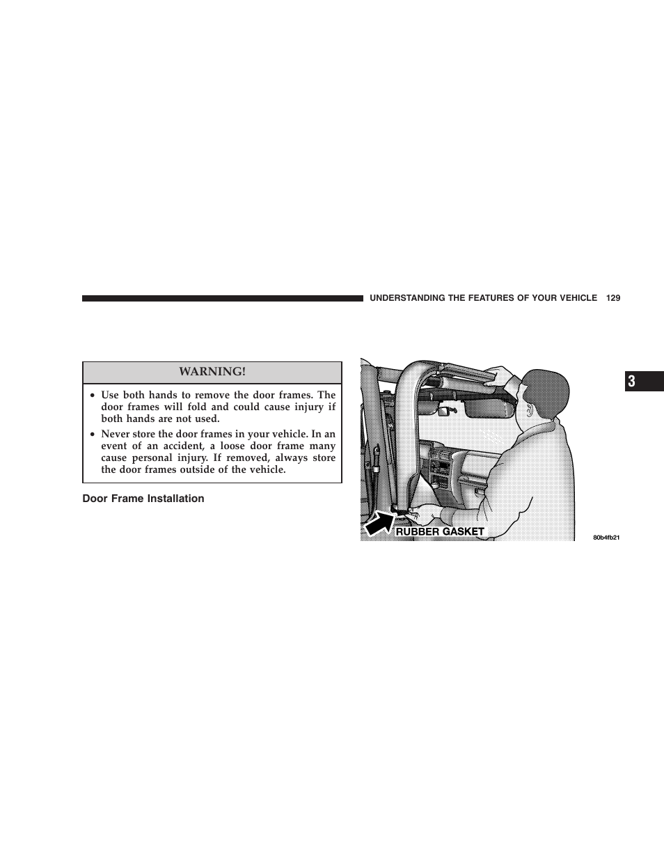 Door frame installation | Jeep 2005 Wrangler User Manual | Page 129 / 352