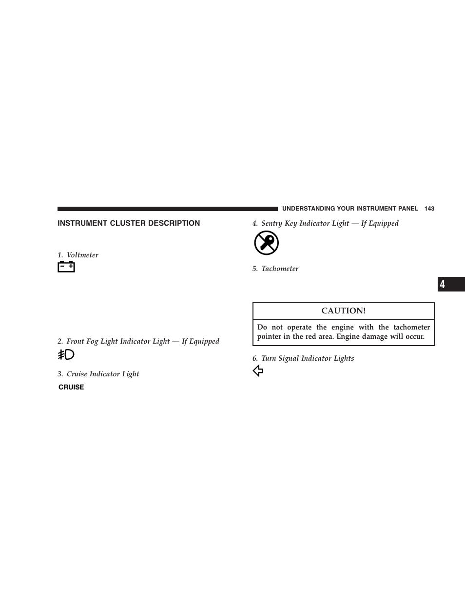 Instrument cluster description | Jeep 2005 Wrangler User Manual | Page 143 / 352