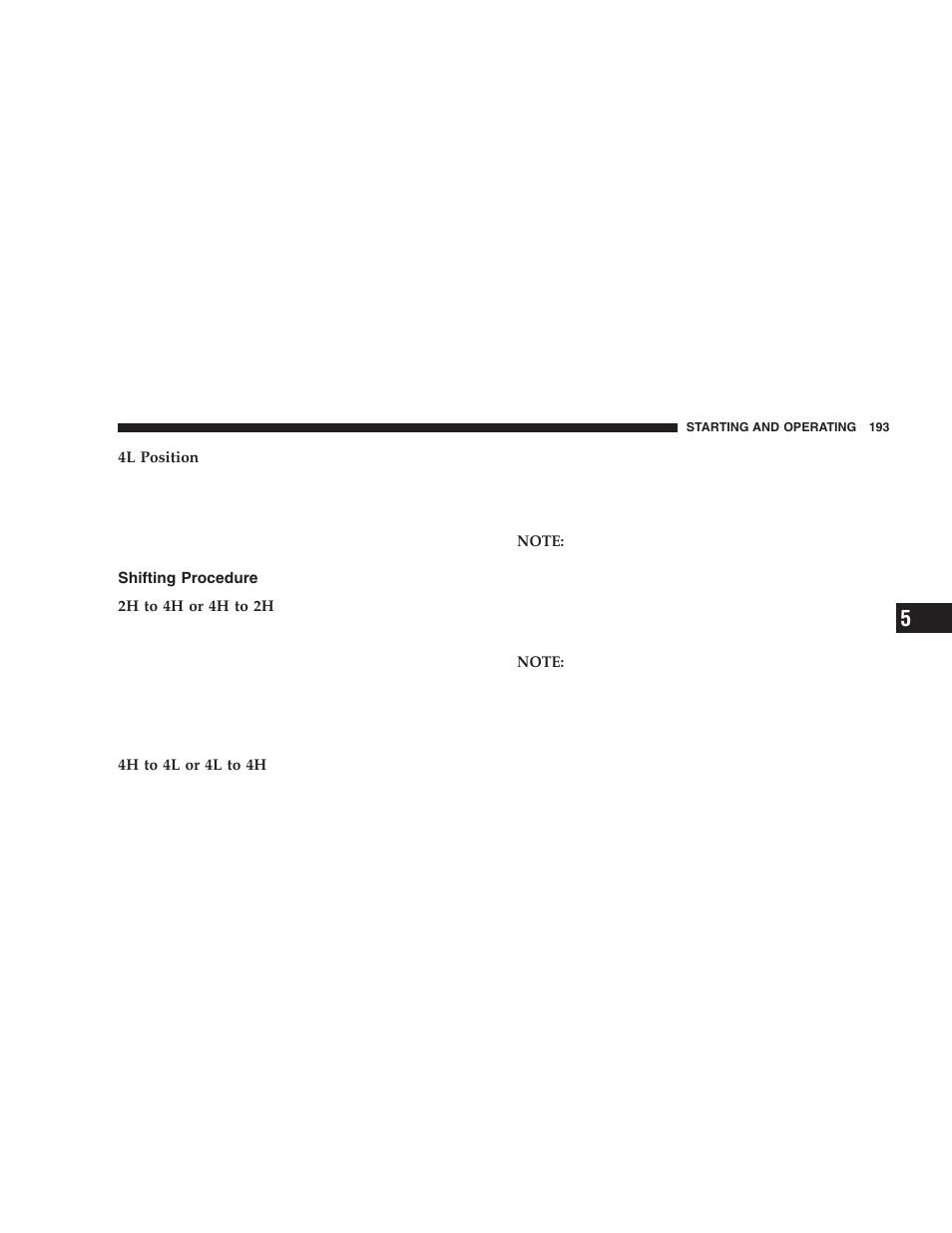 Shifting procedure | Jeep 2005 Wrangler User Manual | Page 193 / 352