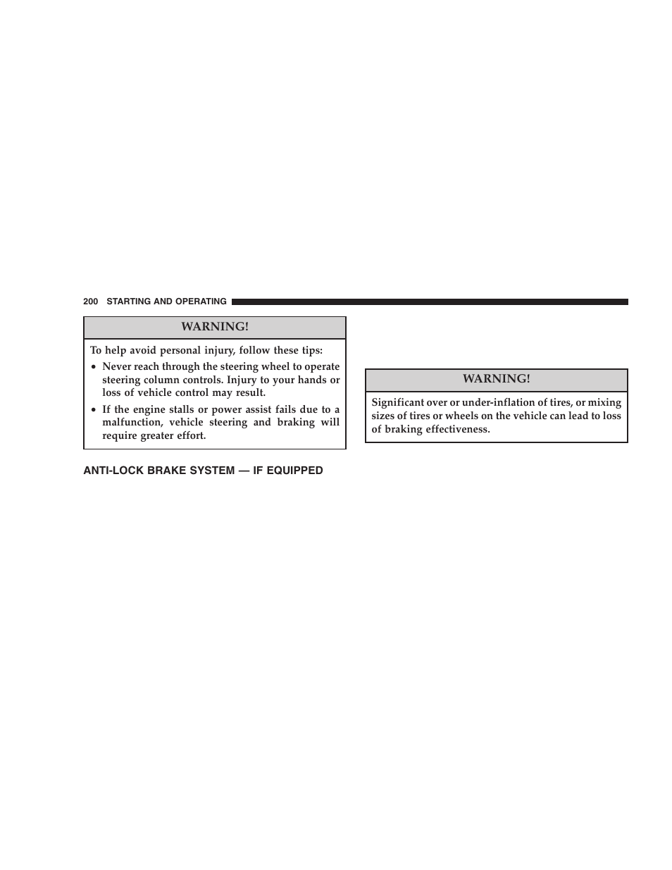 Anti-lock brake system — if equipped | Jeep 2005 Wrangler User Manual | Page 200 / 352
