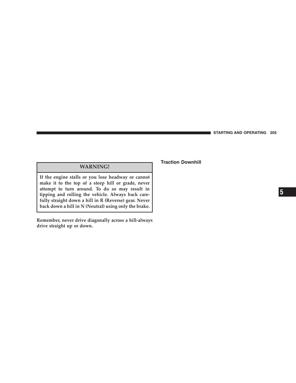 Traction downhill | Jeep 2005 Wrangler User Manual | Page 205 / 352