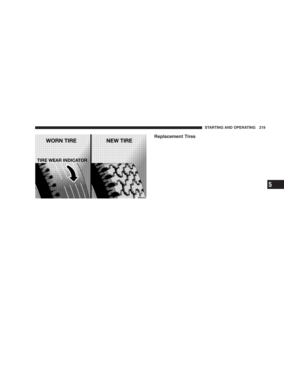 Replacement tires | Jeep 2005 Wrangler User Manual | Page 219 / 352