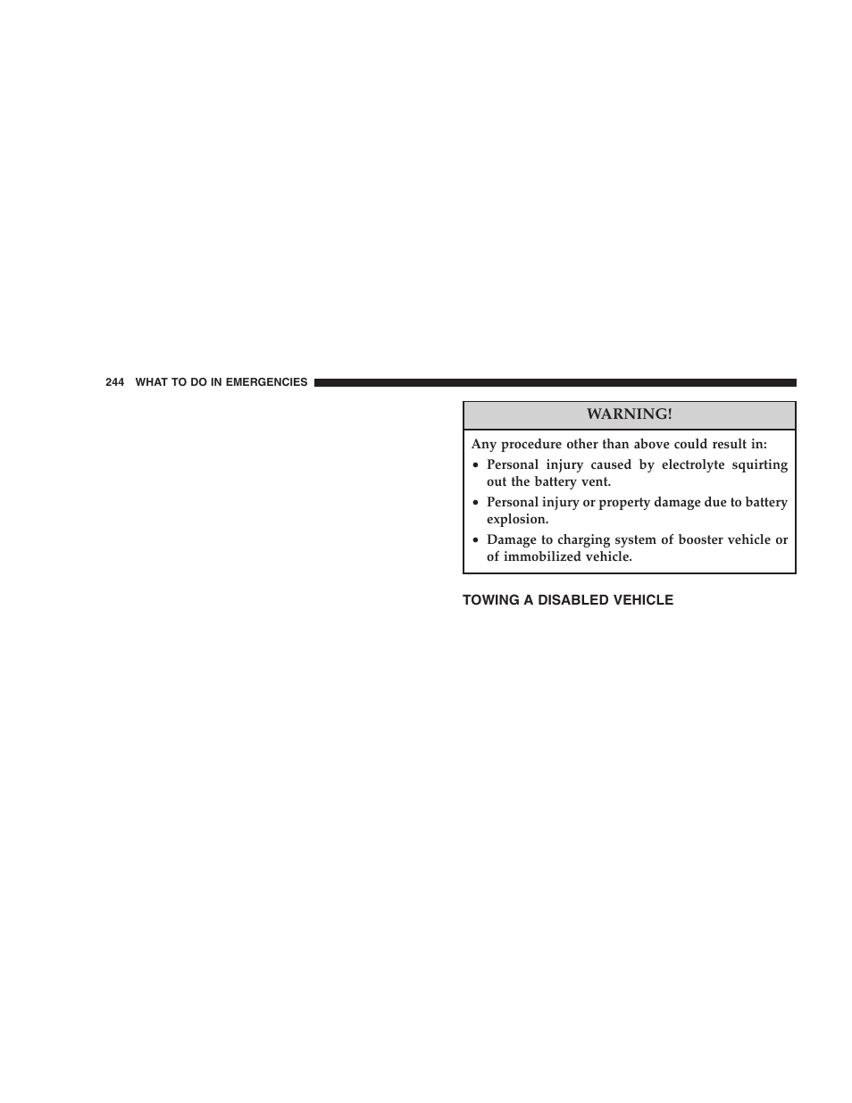 Towing a disabled vehicle | Jeep 2005 Wrangler User Manual | Page 244 / 352