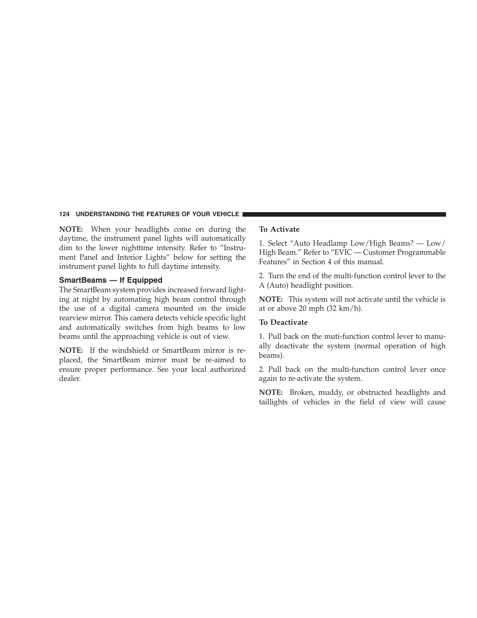 Smartbeams — if equipped | Jeep 2006 Commander User Manual | Page 124 / 440