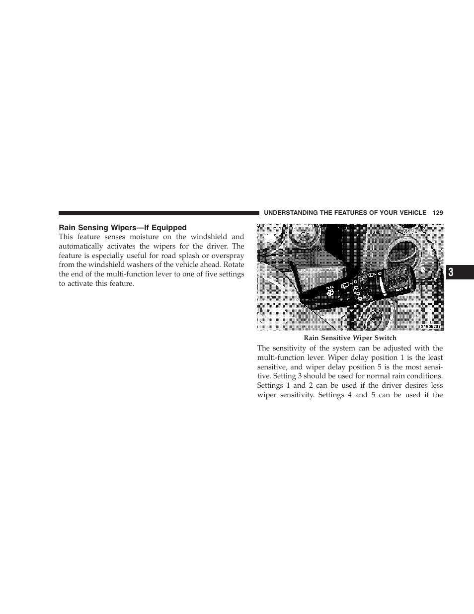 Rain sensing wipers—if equipped | Jeep 2006 Commander User Manual | Page 129 / 440