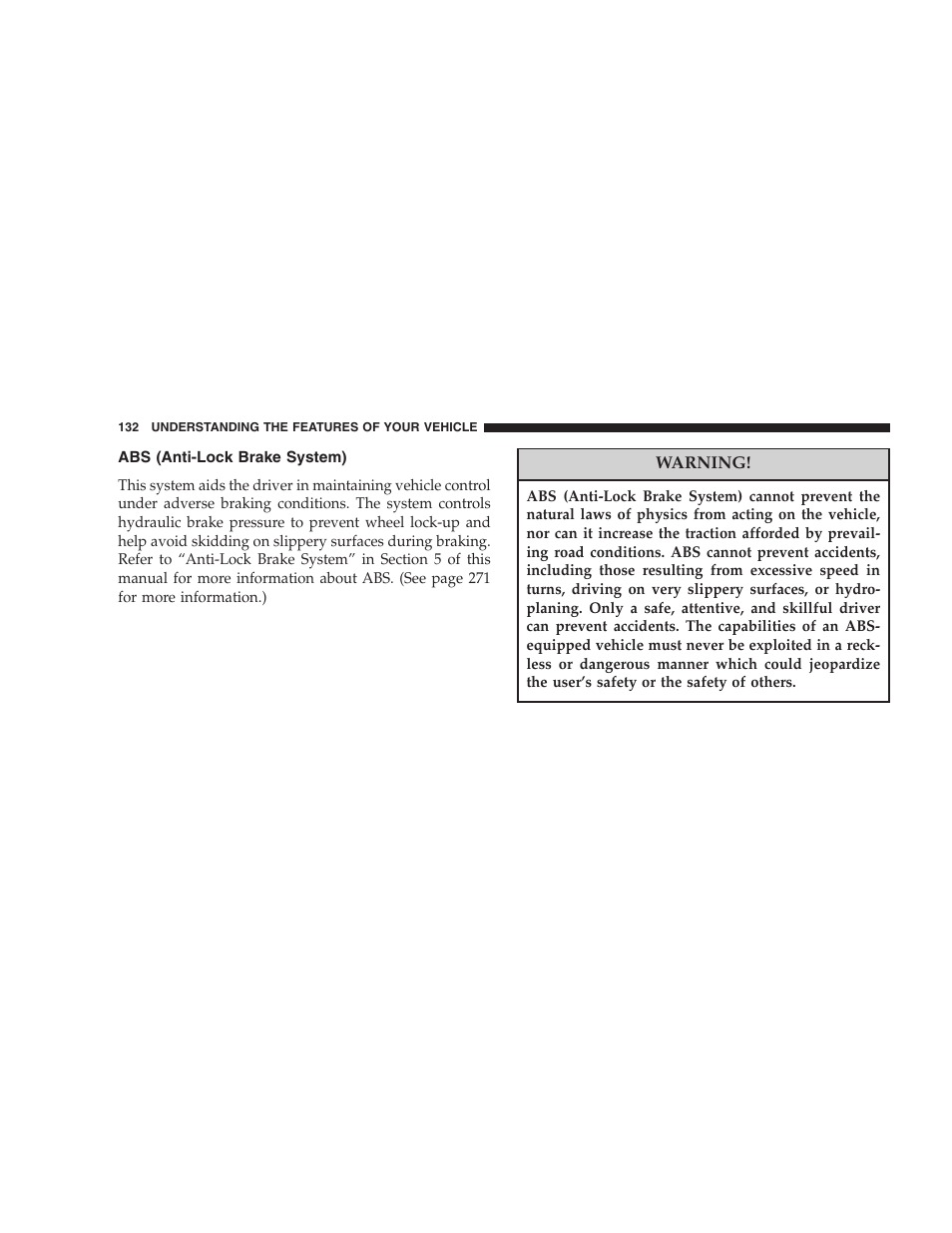 Abs (anti-lock brake system) | Jeep 2006 Commander User Manual | Page 132 / 440