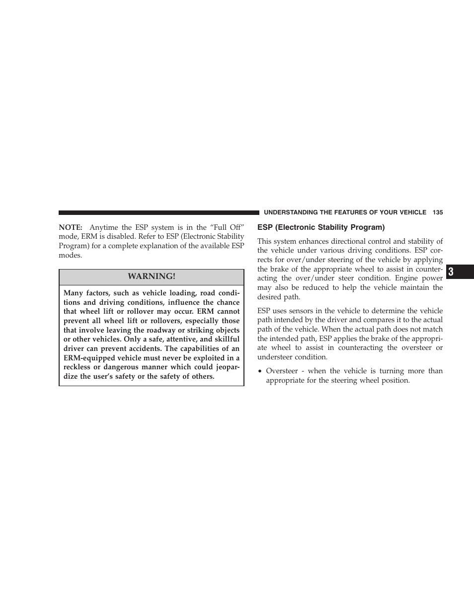 Esp (electronic stability program) | Jeep 2006 Commander User Manual | Page 135 / 440