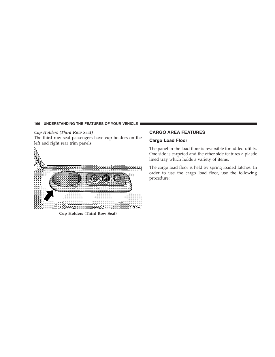 Cargo area features, Cargo load floor | Jeep 2006 Commander User Manual | Page 166 / 440
