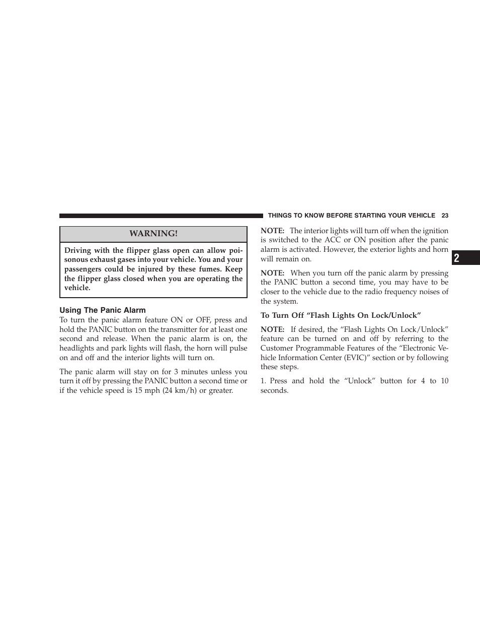 Using the panic alarm | Jeep 2006 Commander User Manual | Page 23 / 440