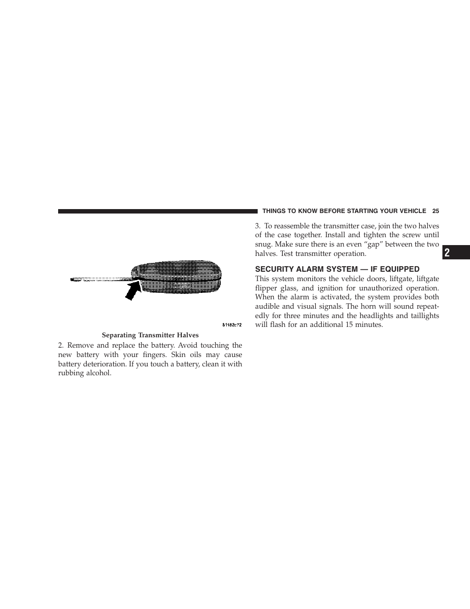 Security alarm system — if equipped | Jeep 2006 Commander User Manual | Page 25 / 440