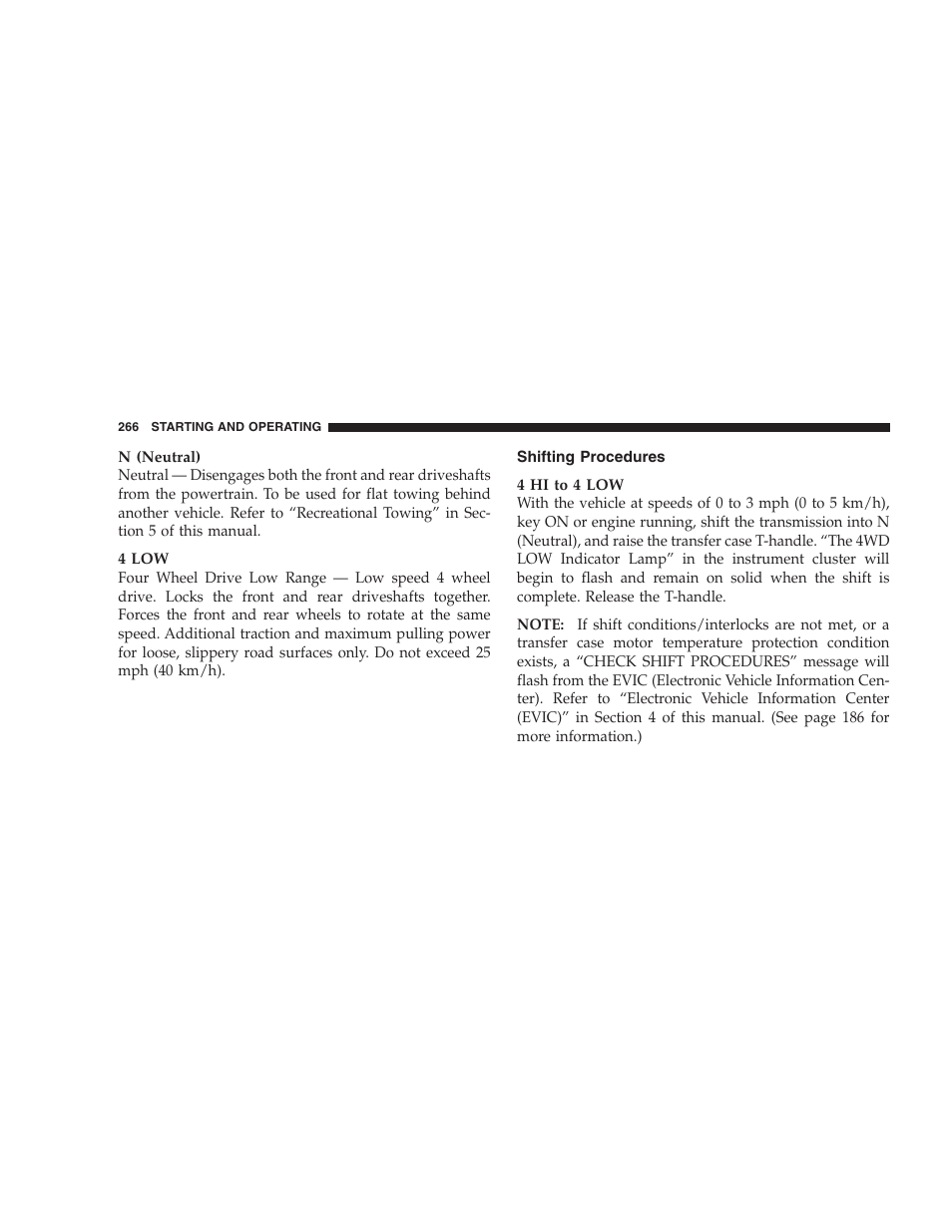 Shifting procedures | Jeep 2006 Commander User Manual | Page 266 / 440