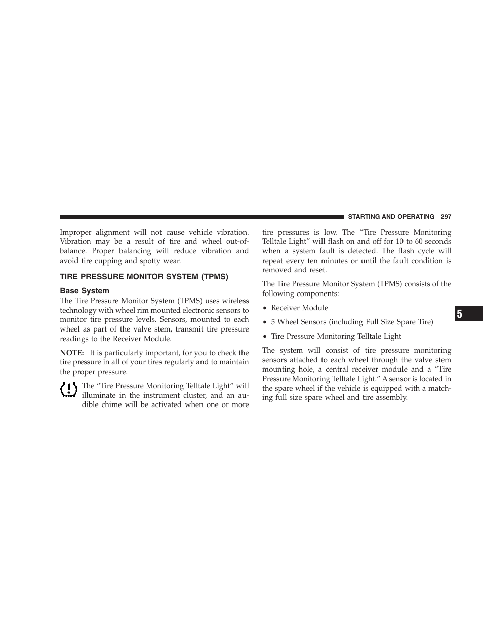 Tire pressure monitor system (tpms), Base system | Jeep 2006 Commander User Manual | Page 297 / 440