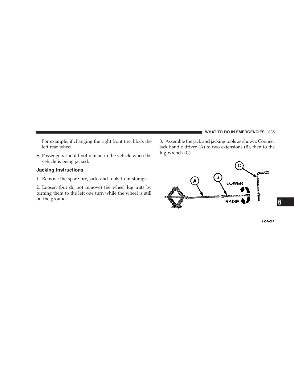 Jacking instructions | Jeep 2006 Commander User Manual | Page 335 / 440