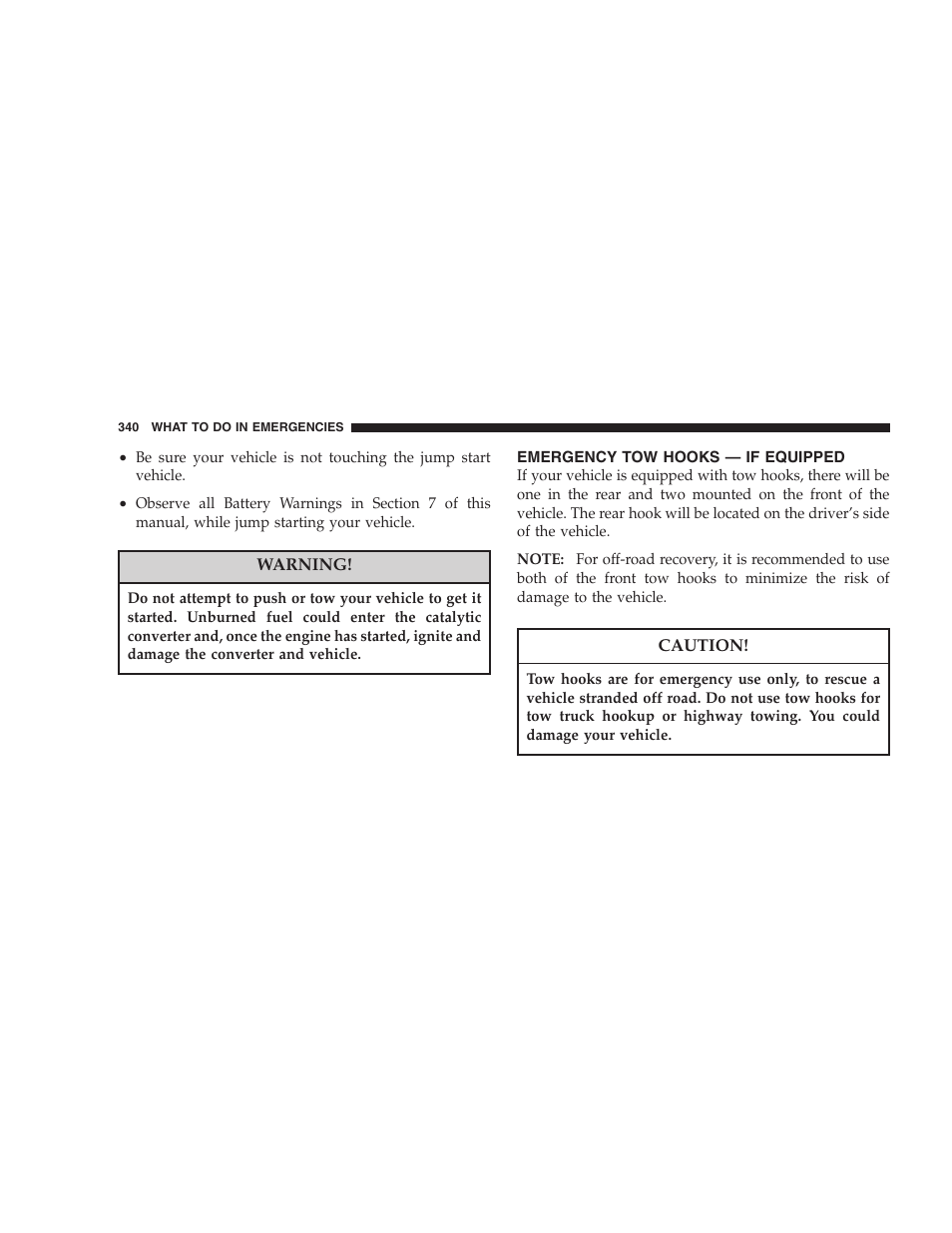 Emergency tow hooks — if equipped | Jeep 2006 Commander User Manual | Page 340 / 440