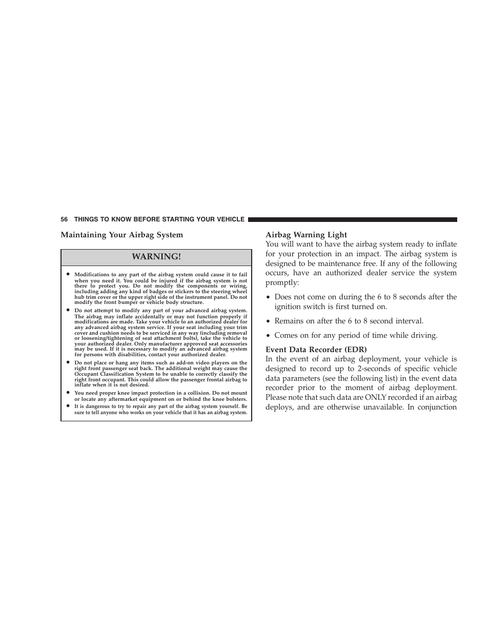 Warning | Jeep 2006 Commander User Manual | Page 56 / 440