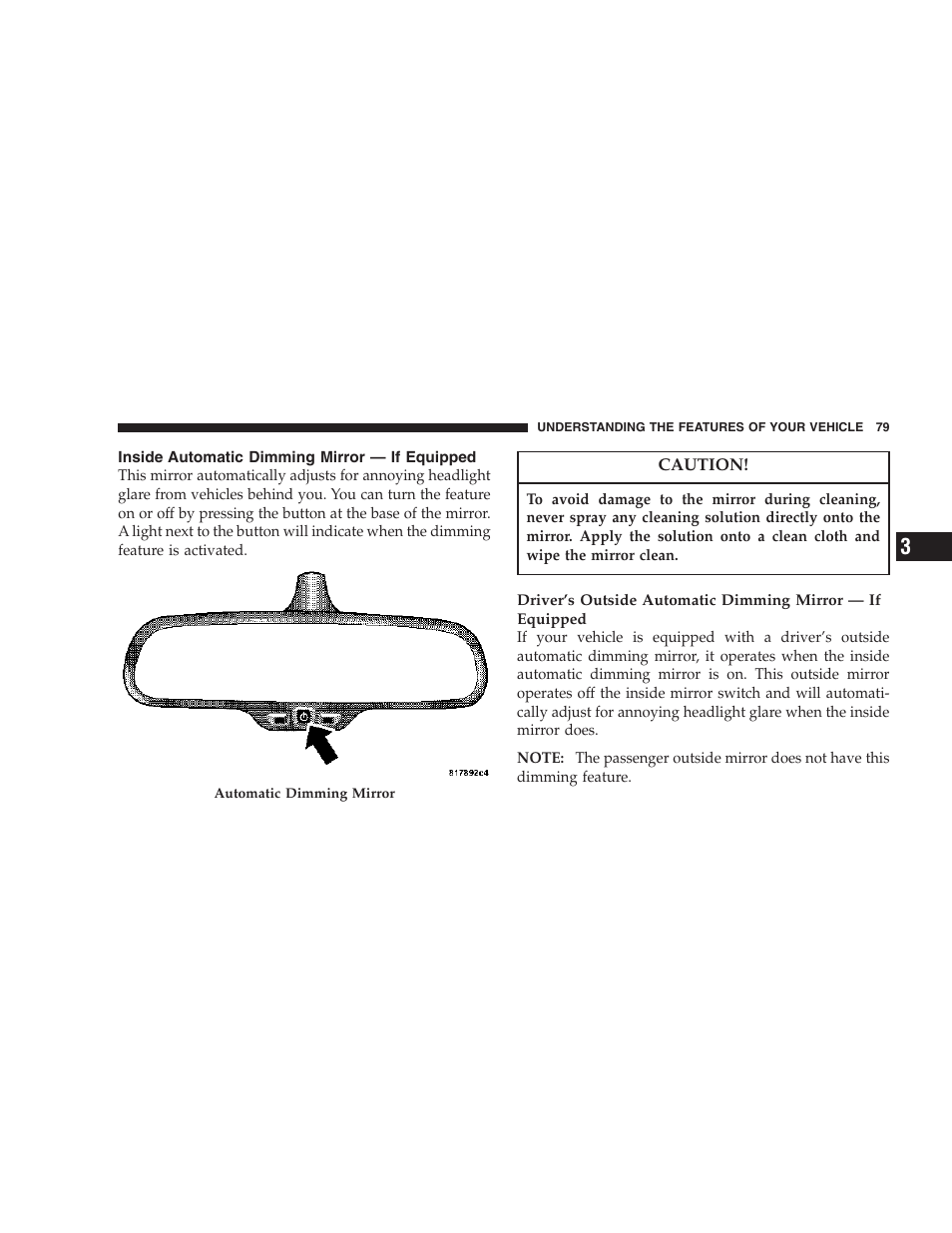 Inside automatic dimming mirror, If equipped | Jeep 2006 Commander User Manual | Page 79 / 440