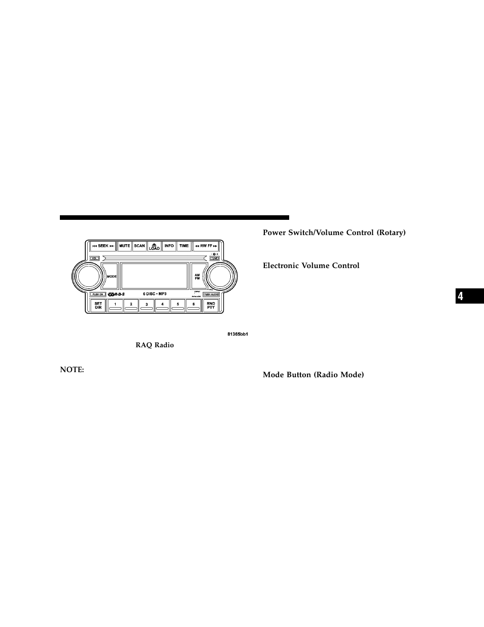 Operating instructions - radio mode | Jeep 2006 Grand Cherokee User Manual | Page 203 / 448