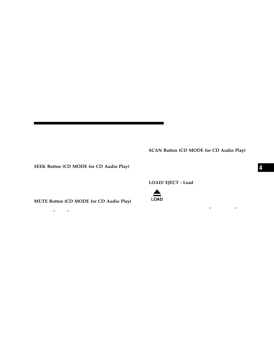 Load/eject button, Cd mode for cd audio play) | Jeep 2006 Grand Cherokee User Manual | Page 209 / 448