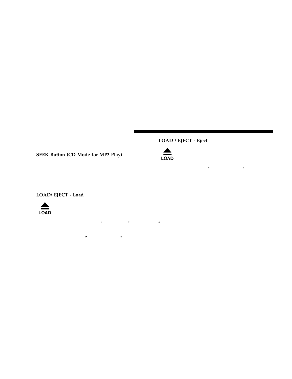 Operation instructions, Cd mode for mp3 audio play), Load/eject button (cd mode for mp3 play) | Jeep 2006 Grand Cherokee User Manual | Page 214 / 448