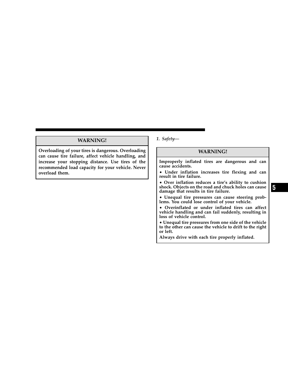 Tires — general information, Tire pressure | Jeep 2006 Grand Cherokee User Manual | Page 287 / 448