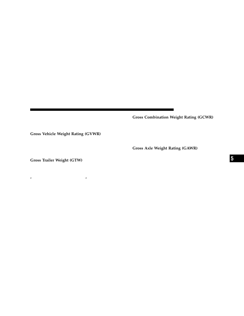 Common towing definitions | Jeep 2006 Grand Cherokee User Manual | Page 309 / 448