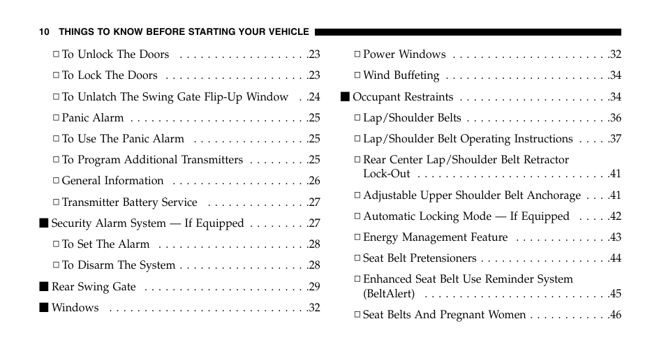 Jeep 2006 Liberty User Manual | Page 10 / 424