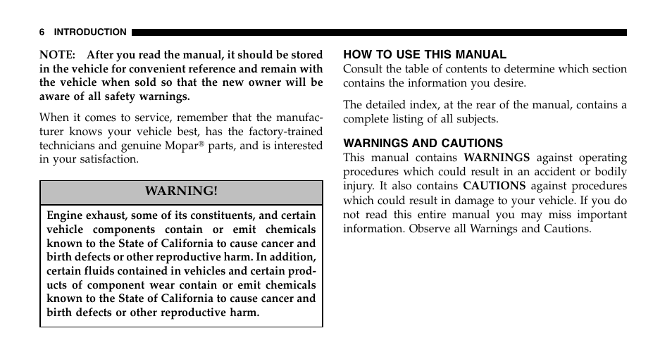 Jeep 2006 Liberty User Manual | Page 6 / 424