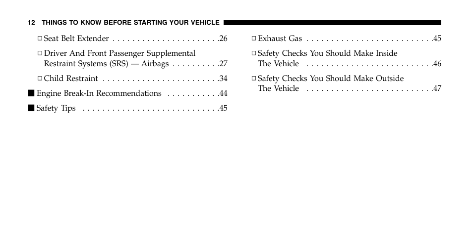 Jeep 2006 Wrangler User Manual | Page 12 / 368
