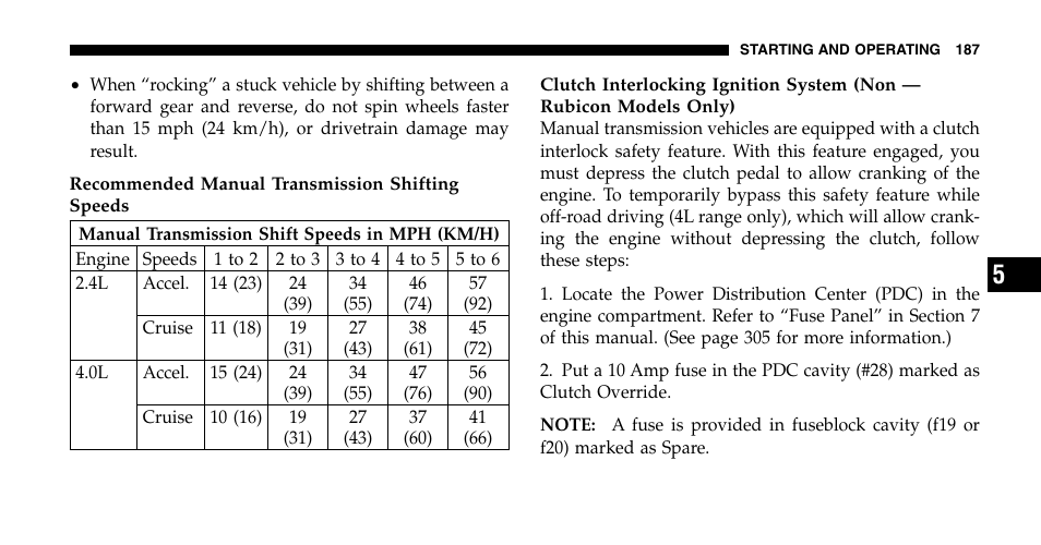 Jeep 2006 Wrangler User Manual | Page 187 / 368