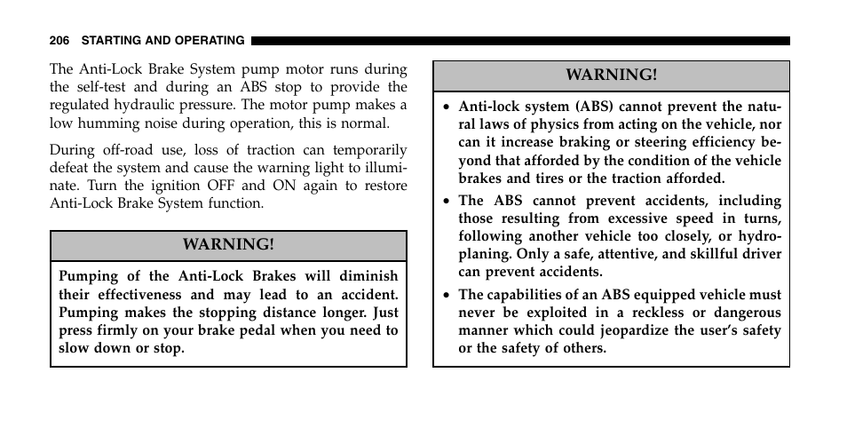 Jeep 2006 Wrangler User Manual | Page 206 / 368