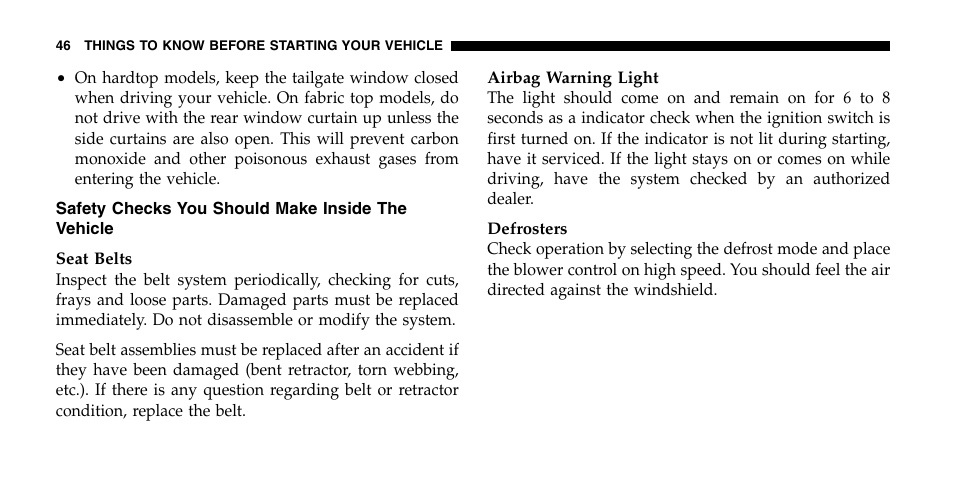 Jeep 2006 Wrangler User Manual | Page 46 / 368